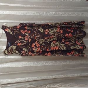 Jones New York Size 16W brown pink floral dress